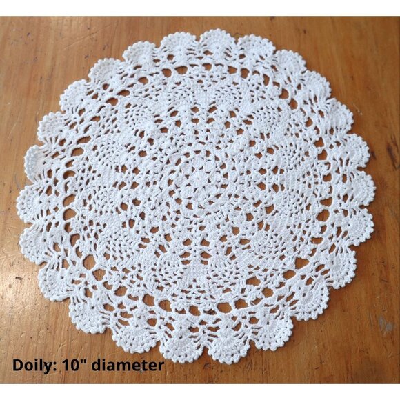 3 Doilies Doily Crocheted Doily White & Ecru Vintage Doilies V23 - Picture 2 of 4